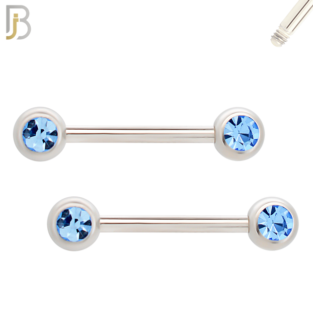 NP01-5 - 316L Surgical Steel Screw 5mm Plain Ball with Bezel Zircon Nipple Ring Piercing image 2
