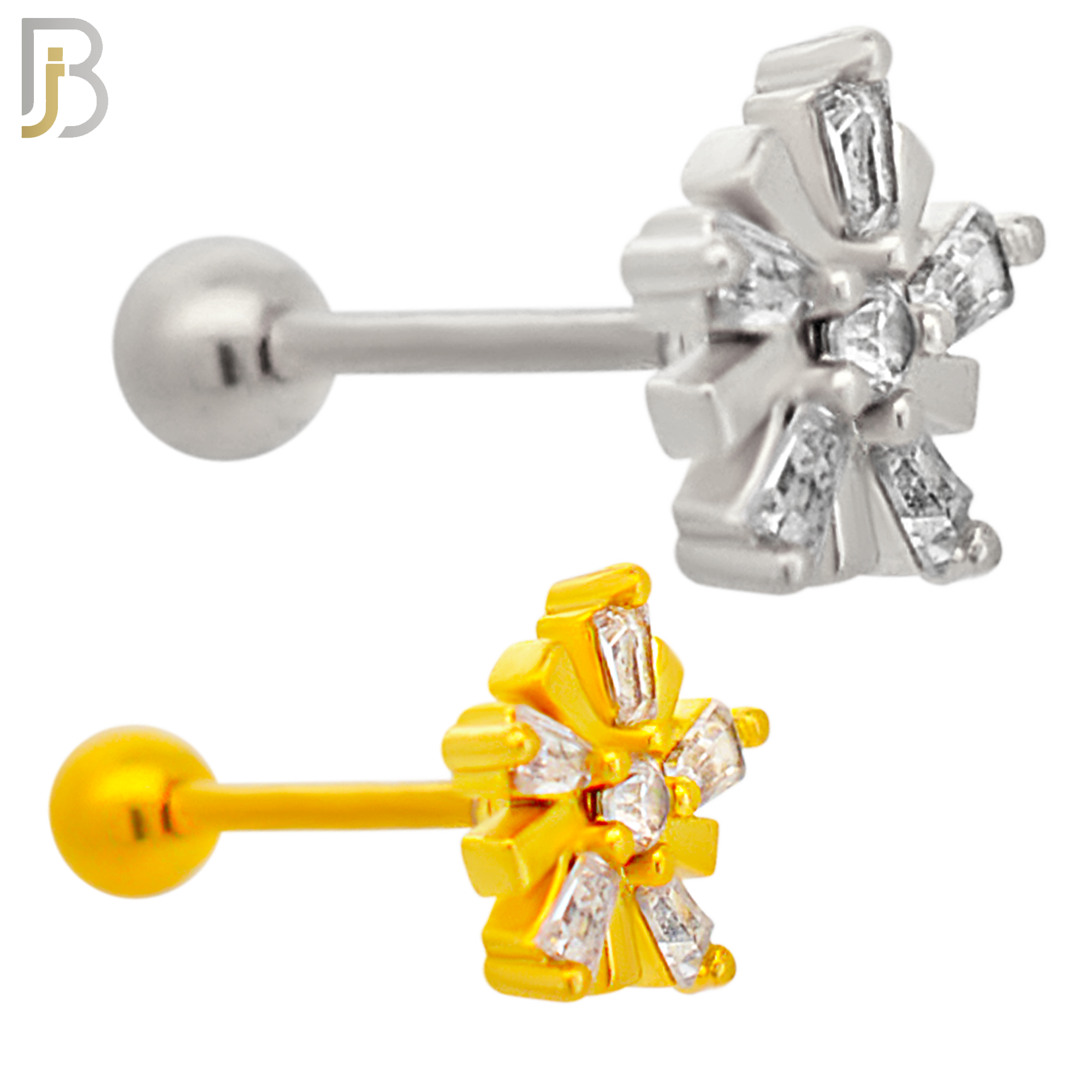 TB98 -  316L Stainless Steel Snowflake Tragus/Cartilage Barbell (PACK OF 6) image 0