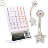 PK-NB18SG - 316L Surgical Steel Four Different Designs Banana Navel/Belly Ring - Pack of 24 image 0