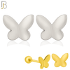 925-ES315 - Screw Ball Back - .925 Sterling Silver Plain Butterfly Stud Earrings image 0