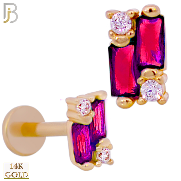 14-LB95 - 14k Yellow Gold Double Baguette CZ Labret image 0