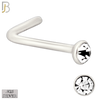 925-PK-NR06S-3C2 - Mixed of 2, 2.5, 3mm Clear CZ 22g Thickness  925 Sterling Silver Nose Studs, L-Shape Press Fit Packages Pack of 120. image 2