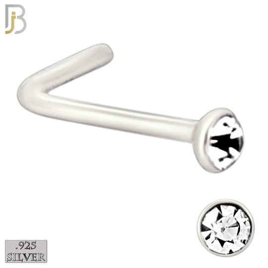 925-PK-NR06S-3C2 - Mixed of 2, 2.5, 3mm Clear CZ 22g Thickness  925 Sterling Silver Nose Studs, L-Shape Press Fit Packages Pack of 120. image 2