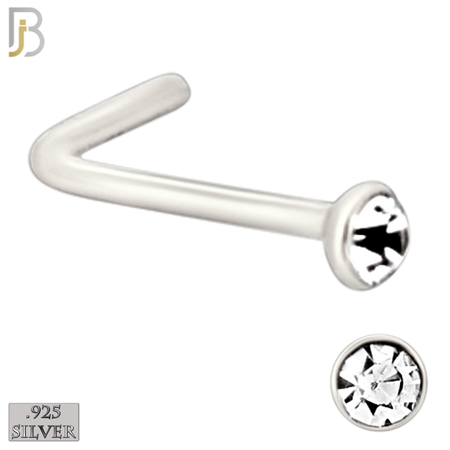 925-PK-NR06S-3C2 - Mixed of 2, 2.5, 3mm Clear CZ 22g Thickness  925 Sterling Silver Nose Studs, L-Shape Press Fit Packages Pack of 120. image 2