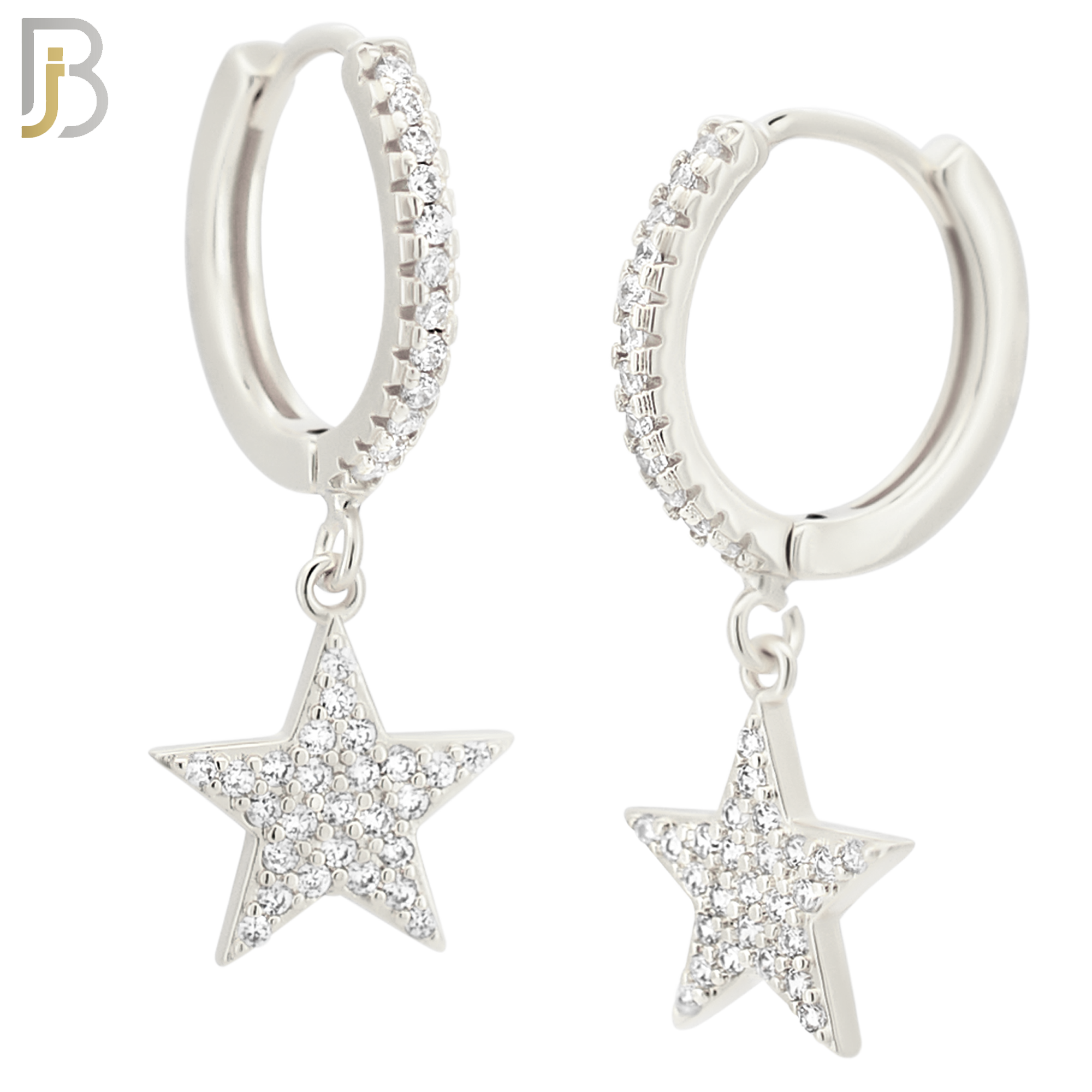 ES53 - 316L Stainless Steel Dangling Plain Star with Zircon Design Huggies Clip On image 1