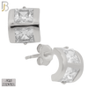 925-ES308 - .925 Sterling Silver Double Square CZ Stud Earrings image 1