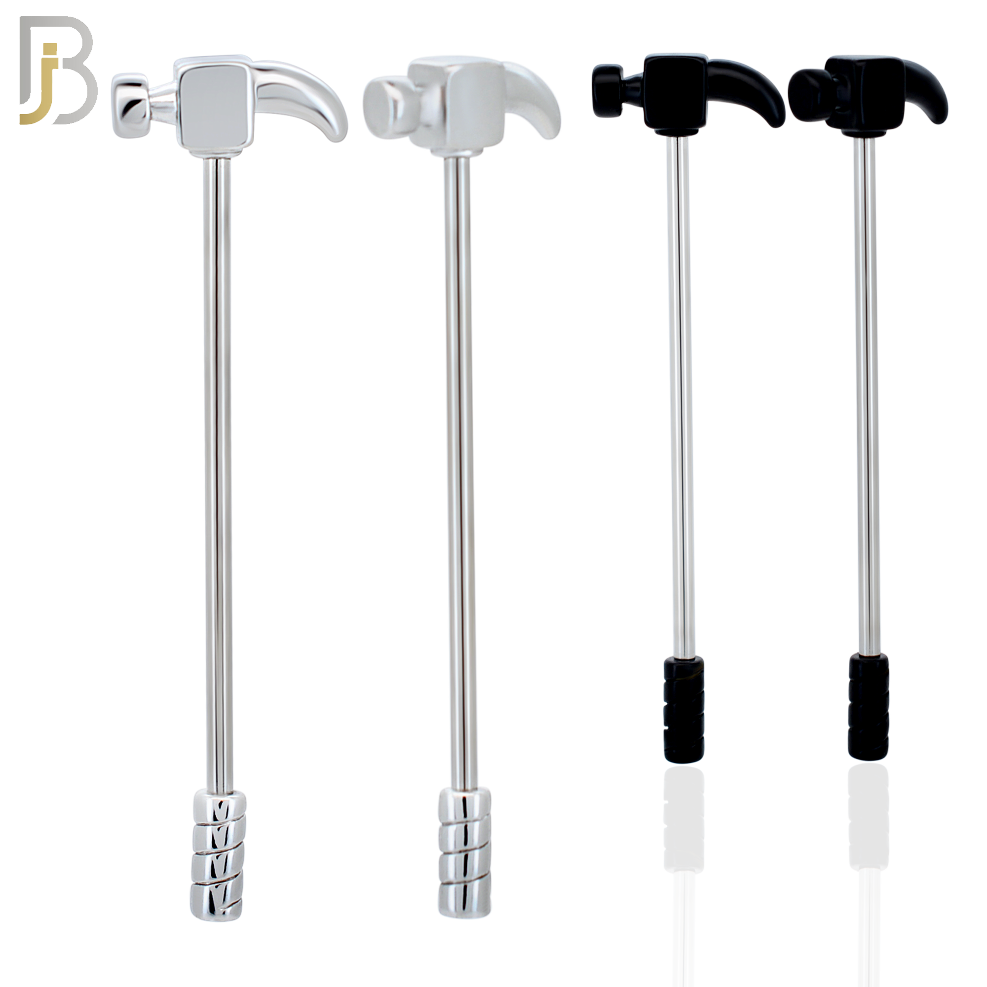 BB09 - 316L Surgical Steel Screw Barbell Hammer Design Industrial (PACK OF 4) image 0