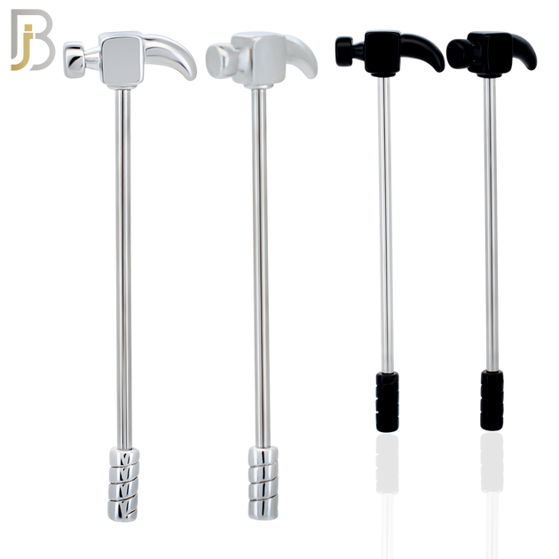 BB09 - 316L Surgical Steel Screw Barbell Hammer Design Industrial (PACK OF 4) image 0