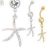 N072 - 316L Stainless Steel Dangling Starfish Design Belly Ring with 5mm Screw Ball image 0