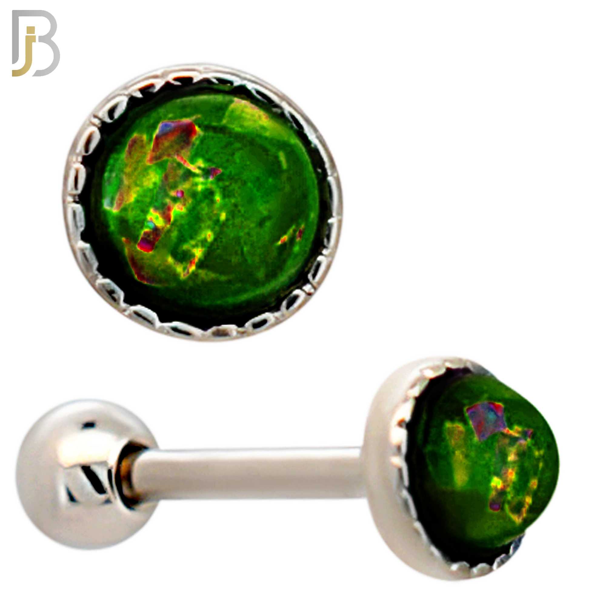 TB121 - 316L Stainless Steel Opal Crown Bezel Tragus/Cartilage Barbell (Pack of 6) image 1