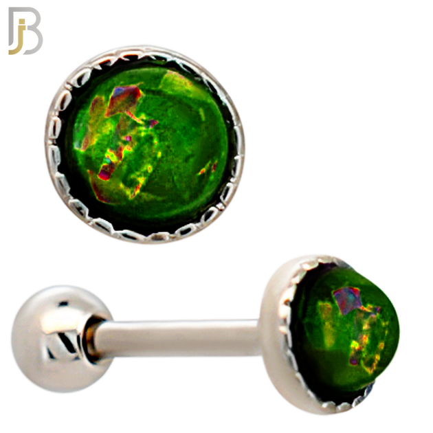 TB121 - 316L Stainless Steel Opal Crown Bezel Tragus/Cartilage Barbell (Pack of 6) image 1