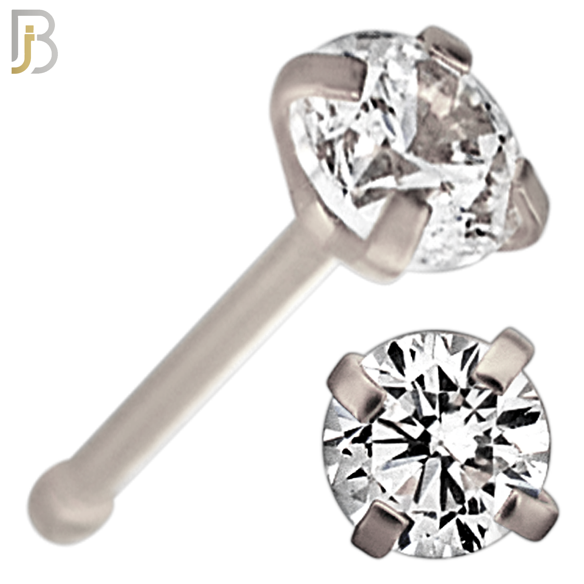 NR01S - 316L Surgical Steel Nose Bone Prong Set Zircon Round Nose Ring (PACK OF 6) image 5