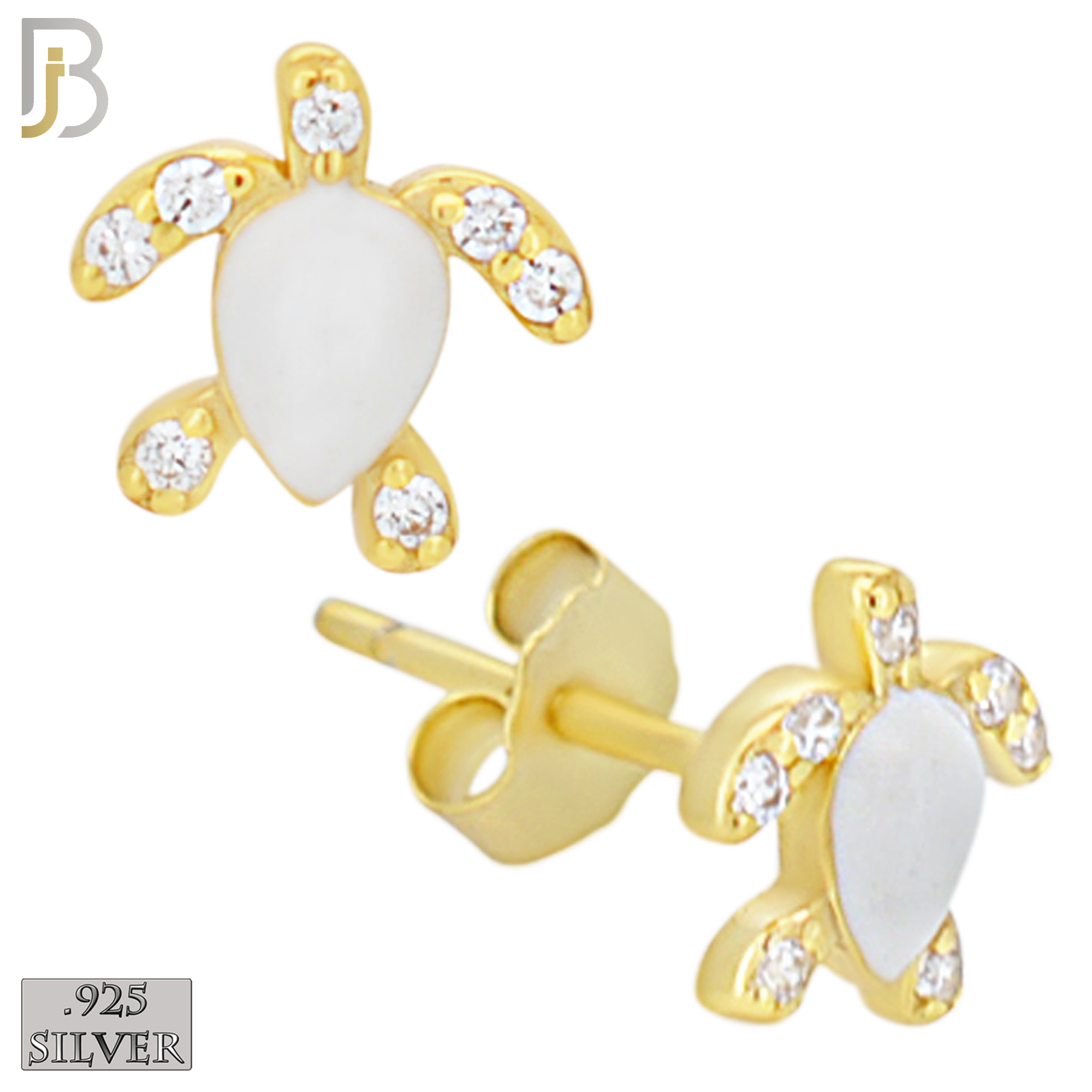 925-ES474 - 925 Sterling Silver Enamel Coated Turtle Push Back Stud Earring image 2