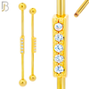 BB33 - 316L Surgical Steel Screw Bar with Brass Rectangle 5 CZ Design Barbell Industrial (PACK OF 4) image 2