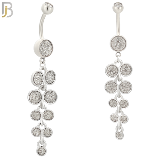 N001 - 316L Stainless Steel Dangling Grape Bunch Sandpaper Design Belly Ring with 4mm Screw Ball image 1