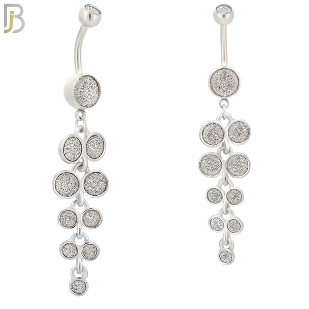 N001 - 316L Stainless Steel Dangling Grape Bunch Sandpaper Design Belly Ring with 4mm Screw Ball image 1