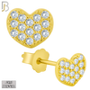 925-ES140 - .925 Sterling Silver Heart Design with Zircon Design Earring Stud image 2