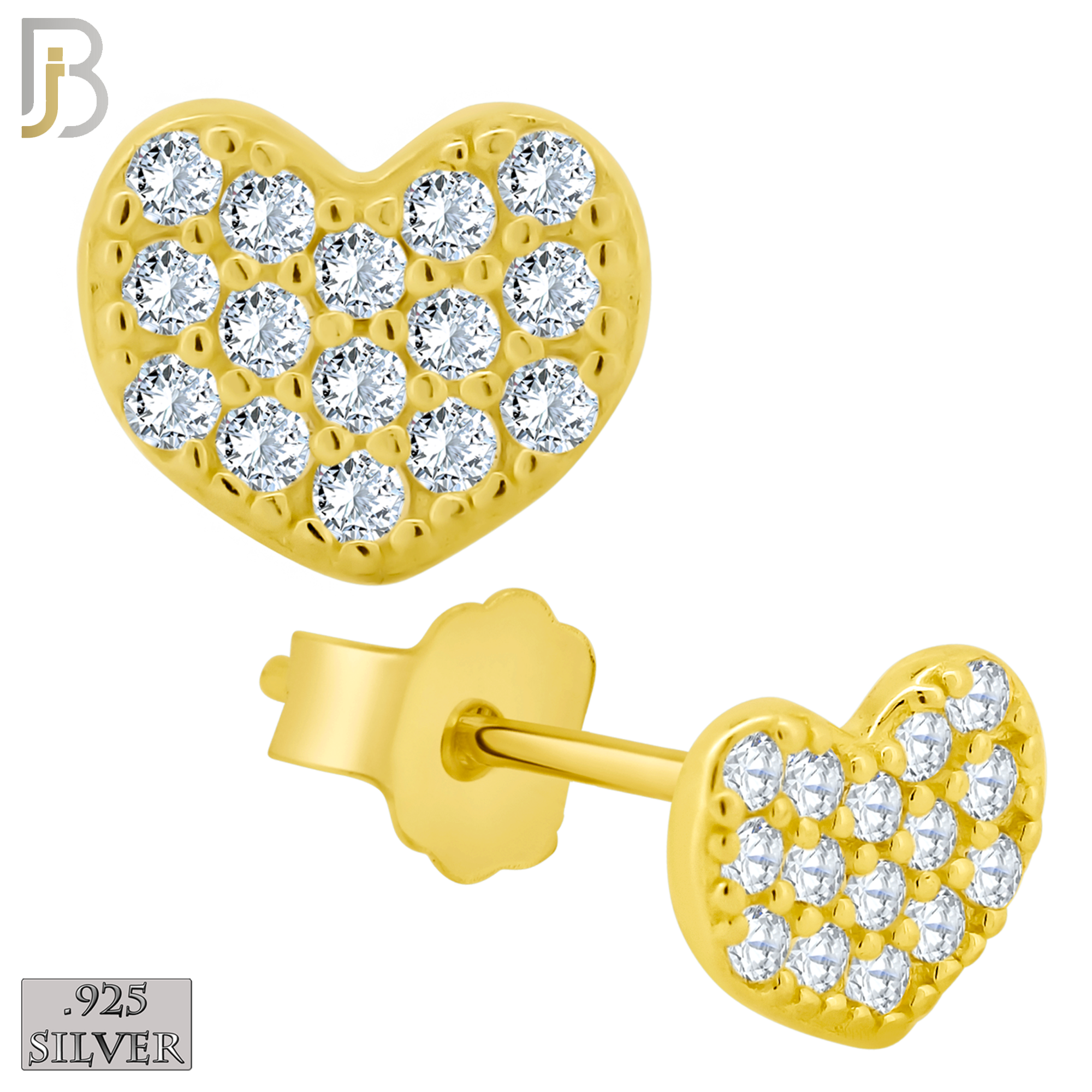 925-ES140 - .925 Sterling Silver Heart Design with Zircon Design Earring Stud image 2