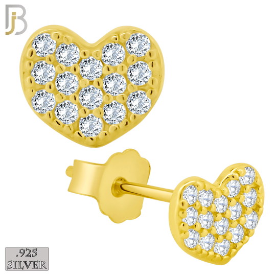 925-ES140 - .925 Sterling Silver Heart Design with Zircon Design Earring Stud image 2