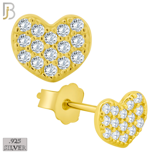 925-ES140 - .925 Sterling Silver Heart Design with Zircon Design Earring Stud image 2