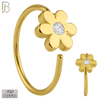 925-CT07 - 925 Sterling Silver 22g Thickness Flower with CZ Hoops Piercing (PACK OF 6) image 1