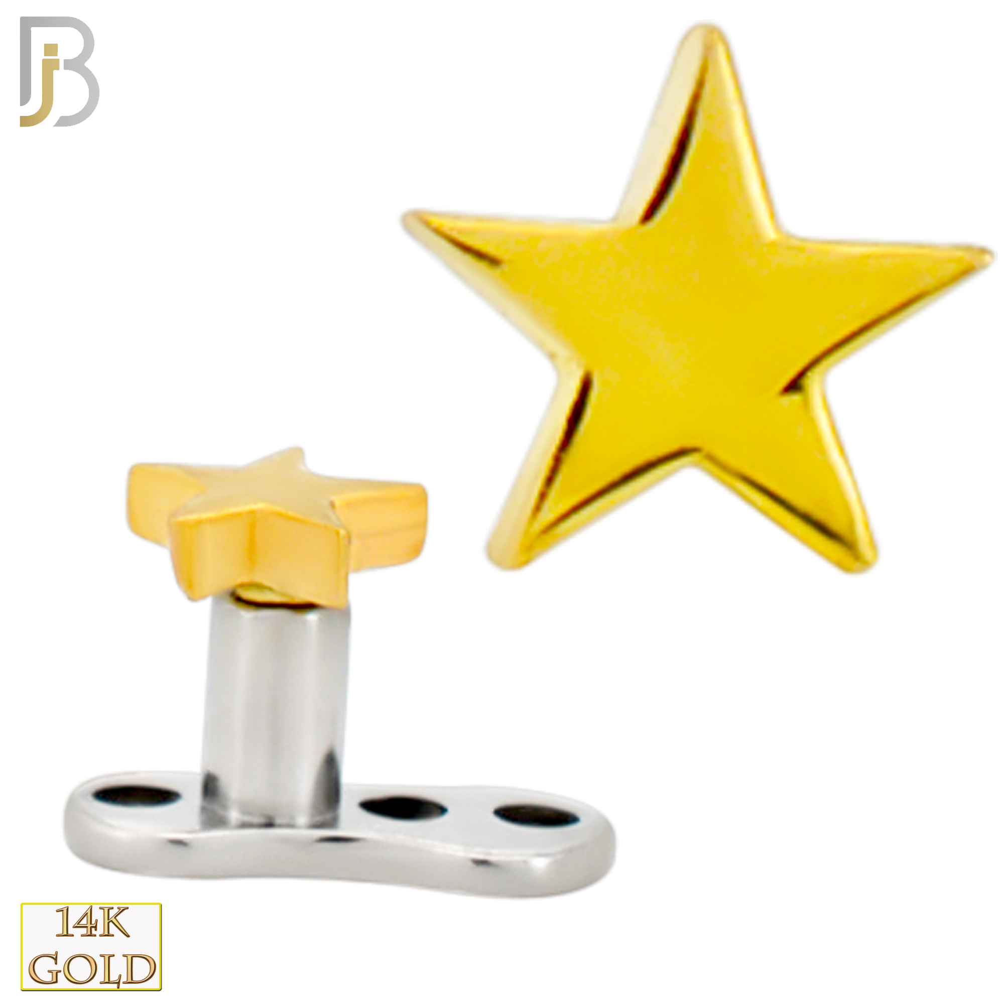14-G23-DM09 - 14k Titanium Anchor with 14k Gold Top Plain Star  Dermal - Internally Threaded image 0