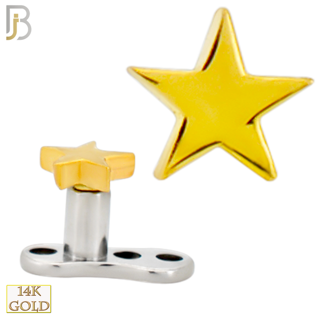 14-G23-DM09 - 14k Titanium Anchor with 14k Gold Top Plain Star  Dermal - Internally Threaded image 0