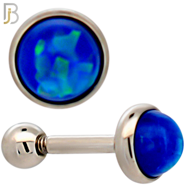 TB120SB - 316L Stainless Steel Opal Blue Bezel Tragus/Cartilage Barbell (Pack of 6) image 3