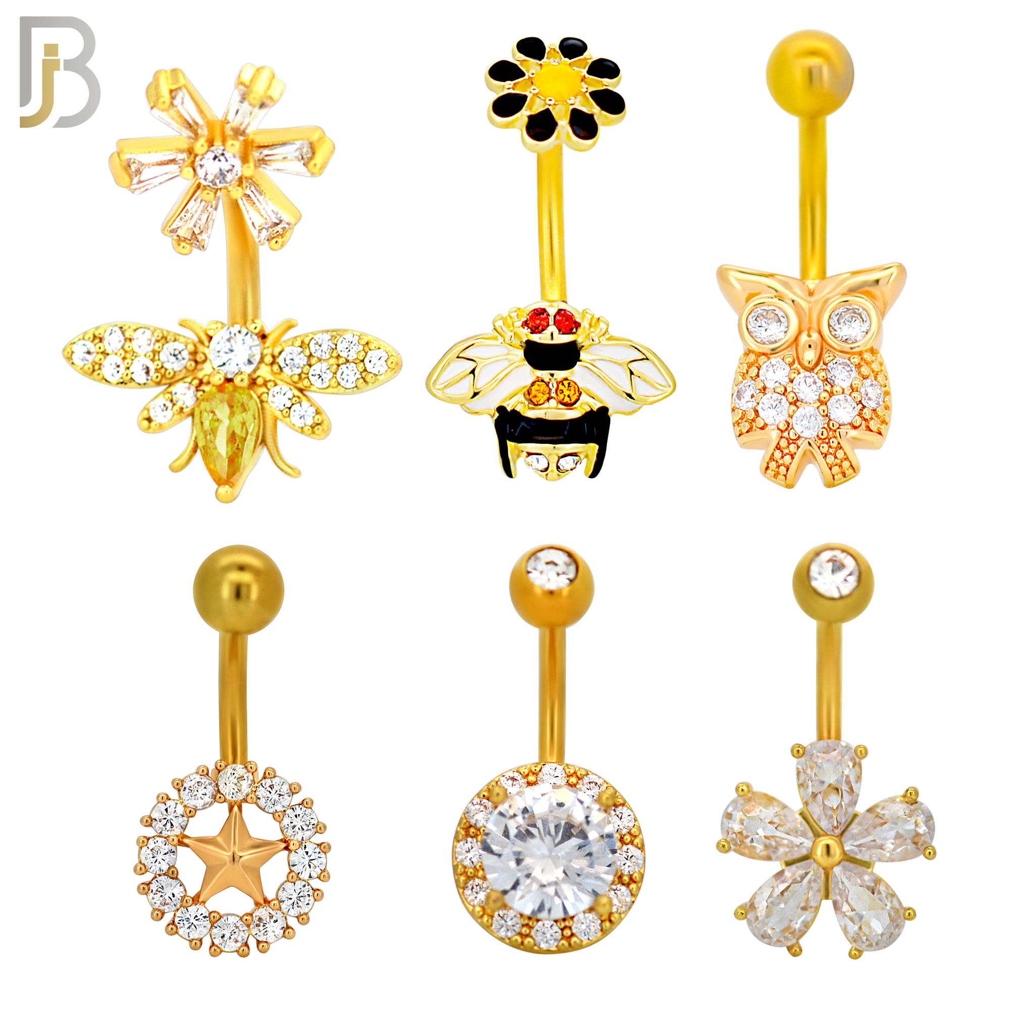 PK-NB40 - 316L Surgical Steel Different Designs Banana Navel 14g 10mm Length Pack of 24 image 2