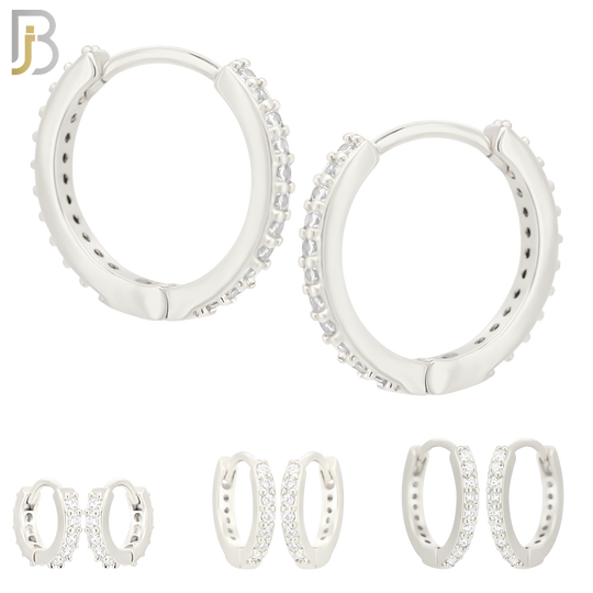 ES02S - 316L Stainless Steel Prong Setting Zircon with 2mm Front Thickness Huggies image 0