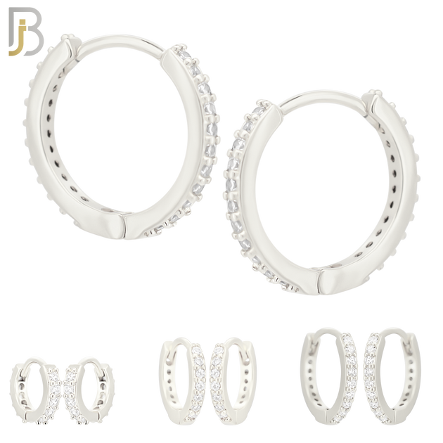 ES02S - 316L Stainless Steel Prong Setting Zircon with 2mm Front Thickness Huggies image 0