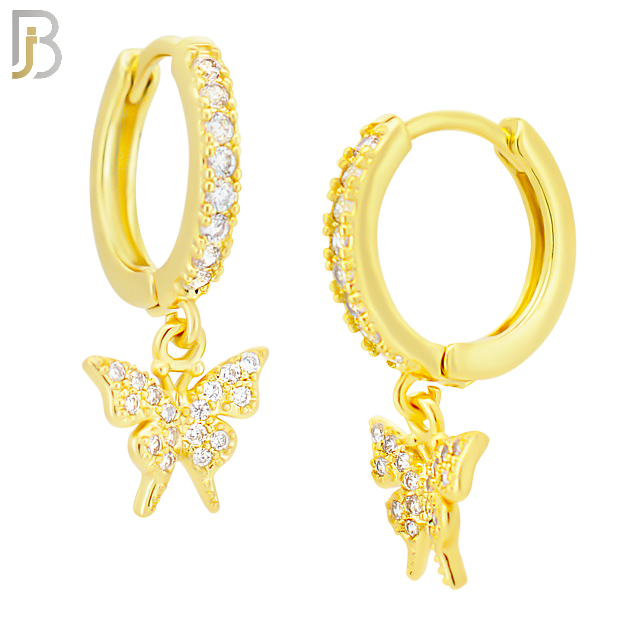 ES169 - 316L Stainless Steel Dangling Butterfly Zircon Design Huggies Clip On image 3