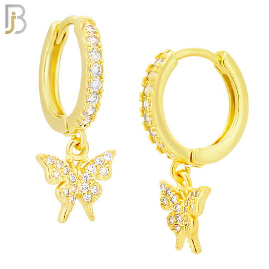 ES169 - 316L Stainless Steel Dangling Butterfly Zircon Design Huggies Clip On image 3