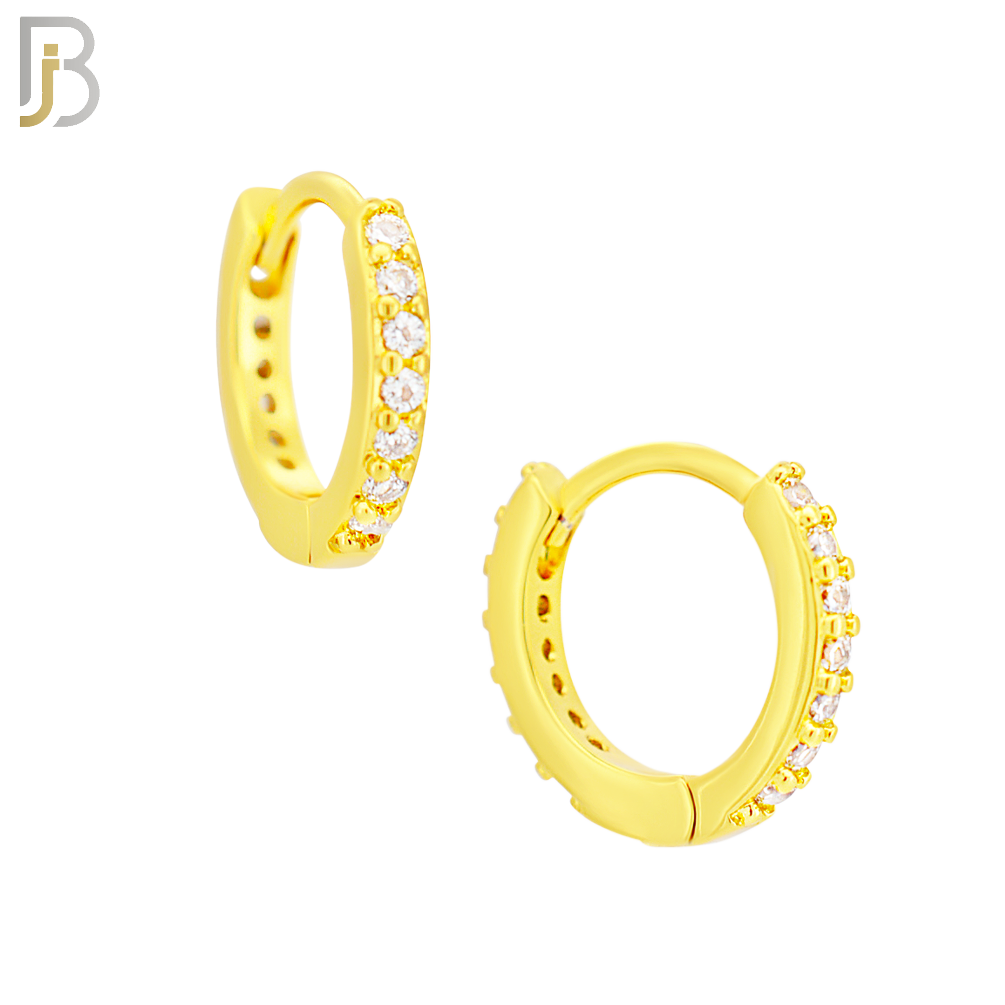 ES02G - 316L Stainless Steel Gold Plated Prong Setting Zircon with 2mm Front Thickness Huggies image 2