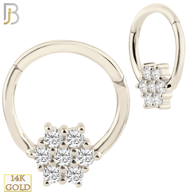 14-CT67 - 14K Yellow Gold 18g Thickness Hinged Hoops Snowflake with Multi Zircon image