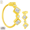 925-CT104 - 925 Sterling Silver Alternating Square and Round Zircons in Bezel Settings Twist to Open Hoops (Pack of 6) image 1