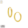 925-ES310G - .925 Sterling Silver in Gold Plating Plain Hoop Earrings - 14mm image