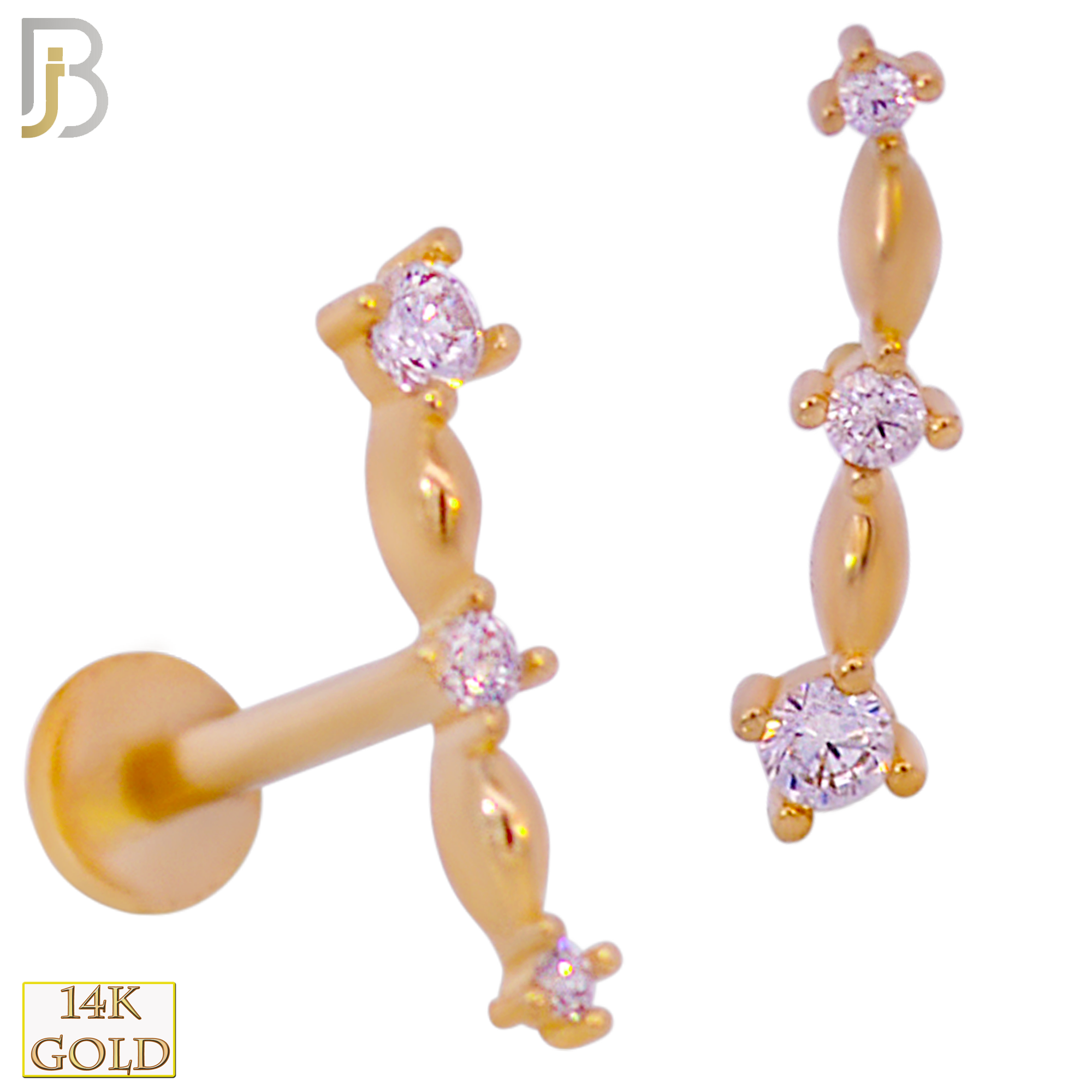 14-LB92 - 14k Yellow Three Star Constellation Labret - Yellow Gold image