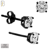 925-ES71-KC - .925 Sterling Silver Black Plated Earring Stud Casting Round Prong Setting Clear Zircon image 4