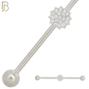 BB30 - 316L Surgical Steel Screw Bar with Brass Flower with Multi CZ Design Barbell Industrial (PACK OF 6)) image 0