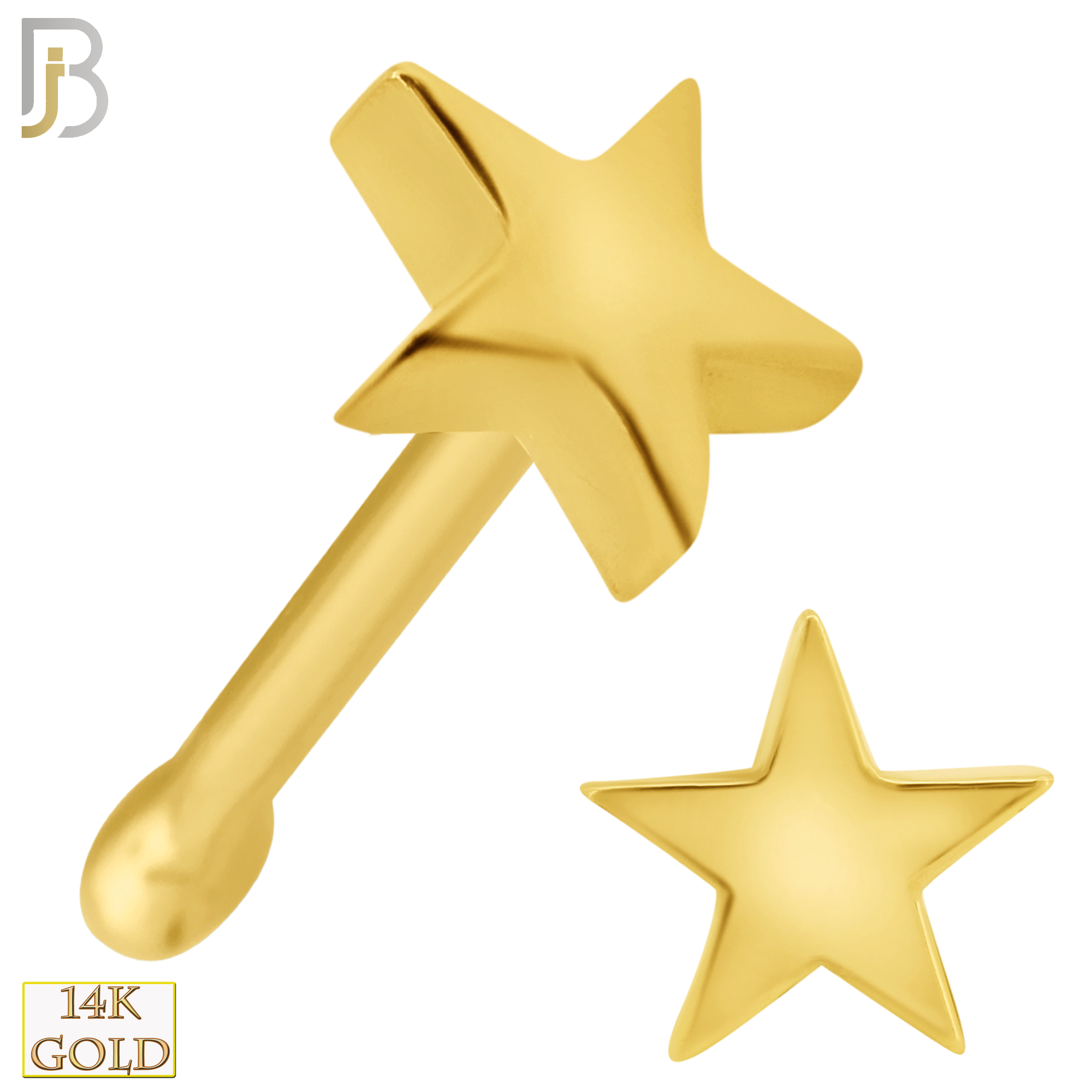 14-NR48B - 14k Solid Gold Nose Bone Plain Star Design image 0