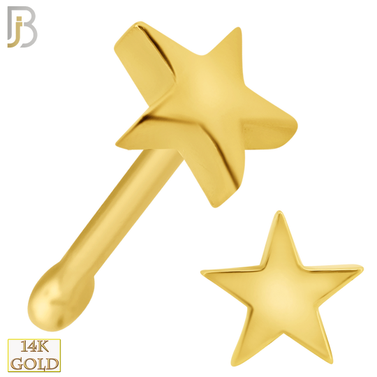 14-NR48B - 14k Solid Gold Nose Bone Plain Star Design image 0
