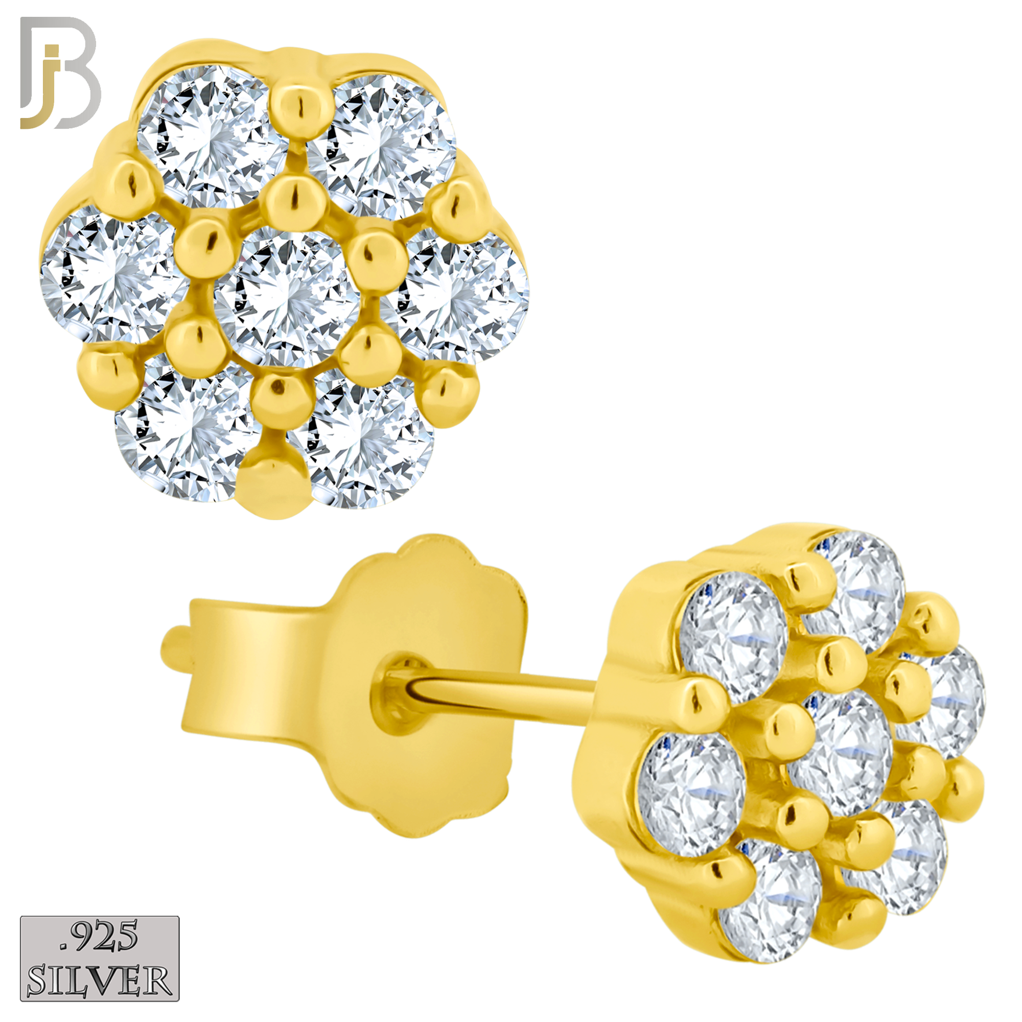 925-ES32 - .925 Sterling Silver 5mm Flower Prong Zircon Earring Stud image 2