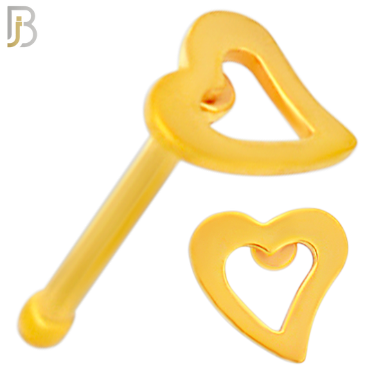 NR40B - 316L Surgical Steel Nose Bone Plain Curved Hollow Heart Design (PACK OF 6) image 2