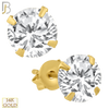 14-ES08RYC - 14k Yellow Gold Push Back Stud Earrings Stamping Prong Setting with Round Clear Zircon image 1