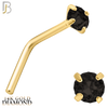 14-NR10DYK - 14k Yellow Gold L-Shaped with Black Natural Diamond in Prong Setting - 2mm image