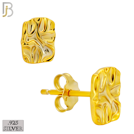 925-ES518 - 925 Sterling Silver Flat (Thin) Rectangle Nugget Push Back Earrings image 2