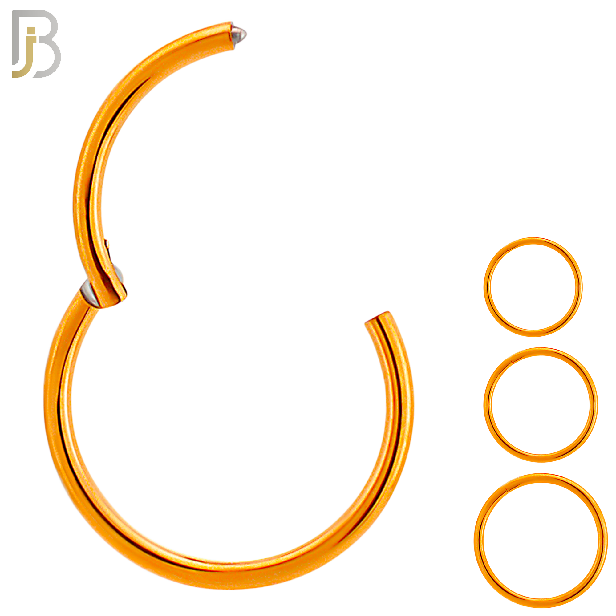 CT10R - Rose Gold Plated 316L Surgical Steel Hinged Hoops Plain (PACK OF 6) image 0