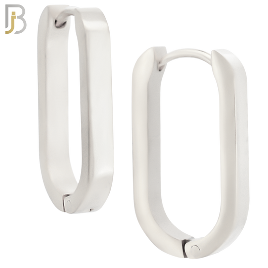 ES171 - 316L Stainless Steel Plain Huggies Oval Shape Clip On image 1