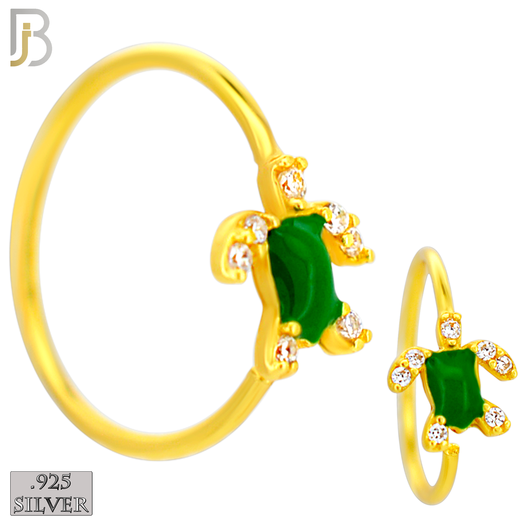 925-CT134 - 925 Silver Nose Turtle Nose Hoops with Enamel  - (Pack of 6) image 1